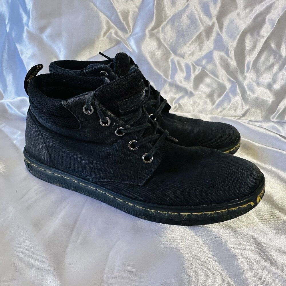 Doc Dr Marten Black Shoreditch Canvas Shoes Women's Size 7 Yellow Black